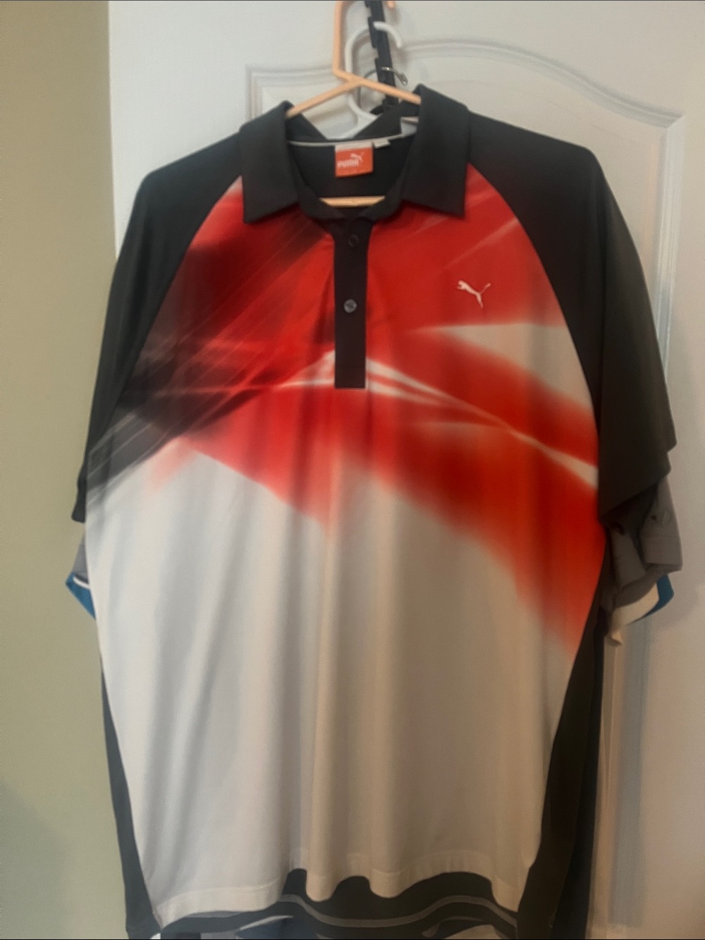 Puma Men’s Red, Gray and  White Gradient Performance Polo
